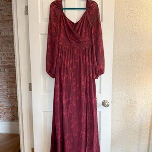 Bohemian Wine Red Floral Gown – Perfect for Photoshoots & Formal Events ✨💃